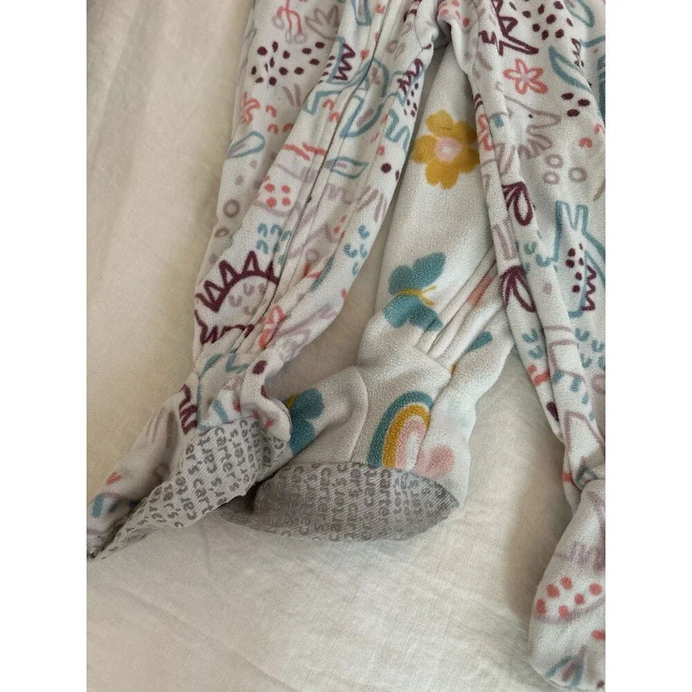 Carter’s Lot Of 2 Pajama PJs Footie Toddler Girls Fleece Full Zip Jammies Sz 3T